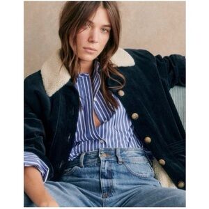 Sézane Will Jacket – Navy Corduroy, Sherpa Collar – Size M, new without tag